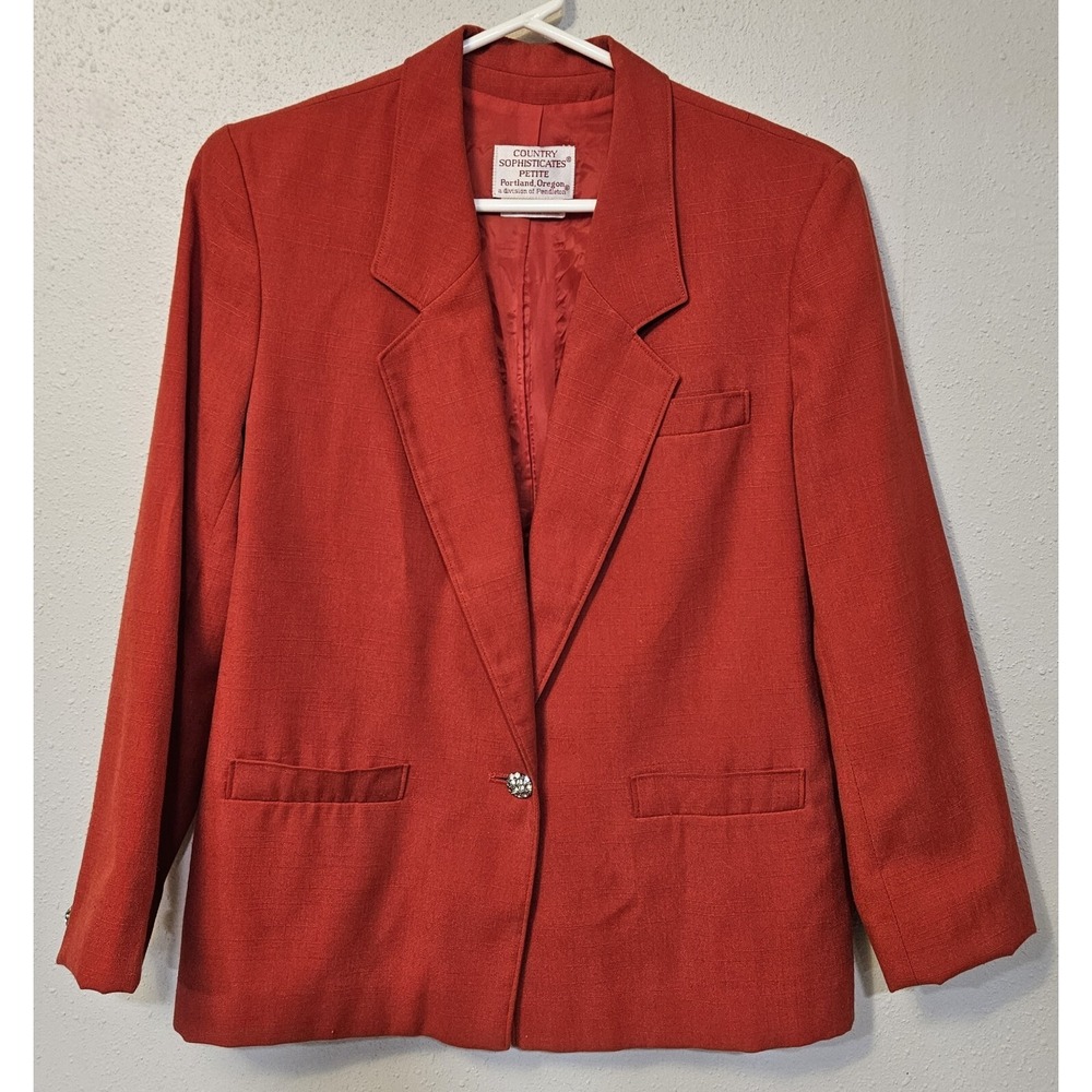 Country Sophisticates Petite Div.  Of  Pendleton Red Women Blazer 10P -No sz Tag